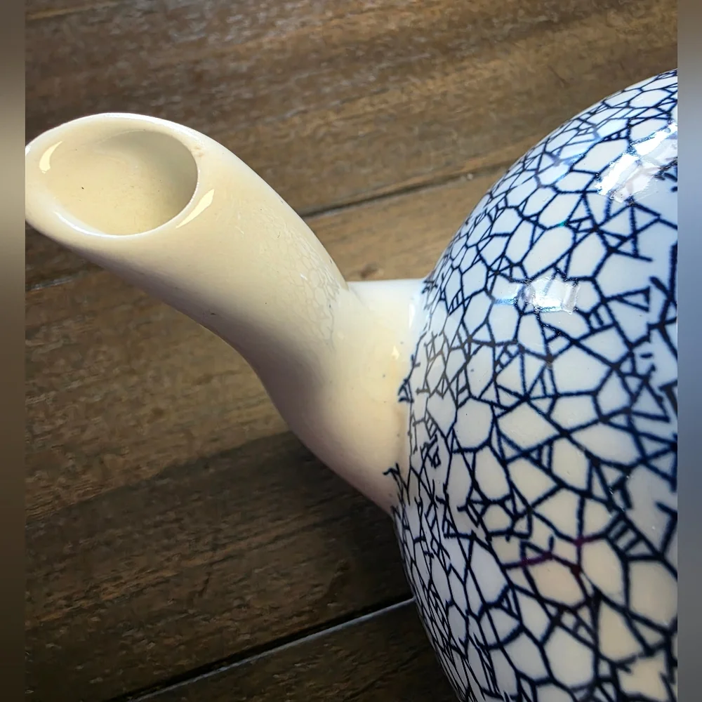 Adams Blue and White Ceramic Teapot - Picture 11 of 11